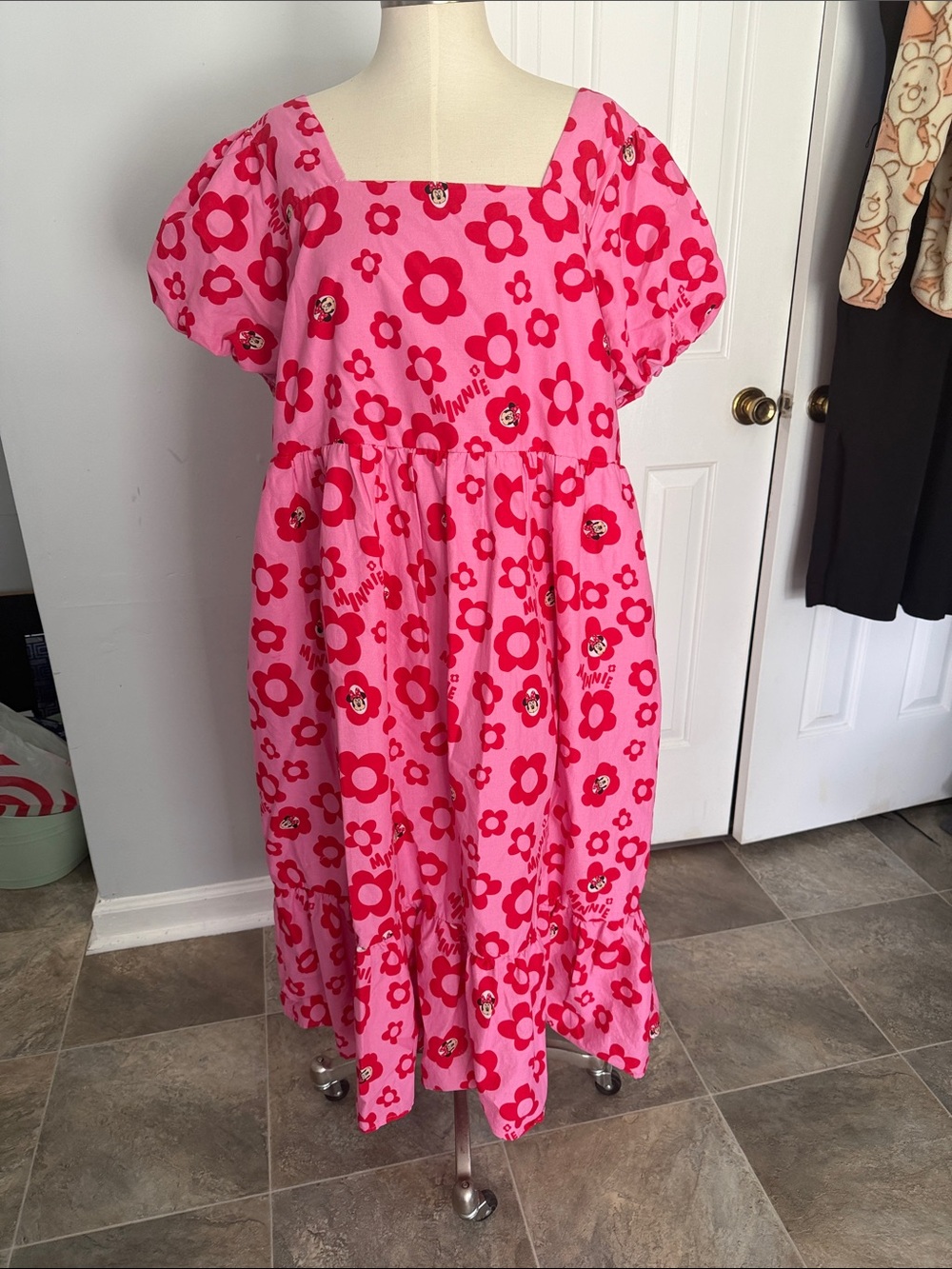 Disney Pink and Red Minnie Floral Midi Dress